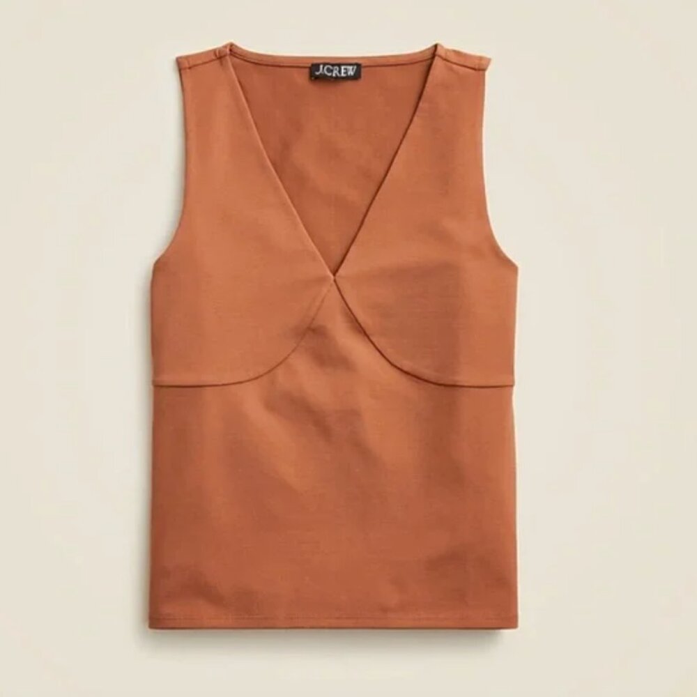 NWT J. Crew Stretch Cotton Blend V Neck Tank Top XS